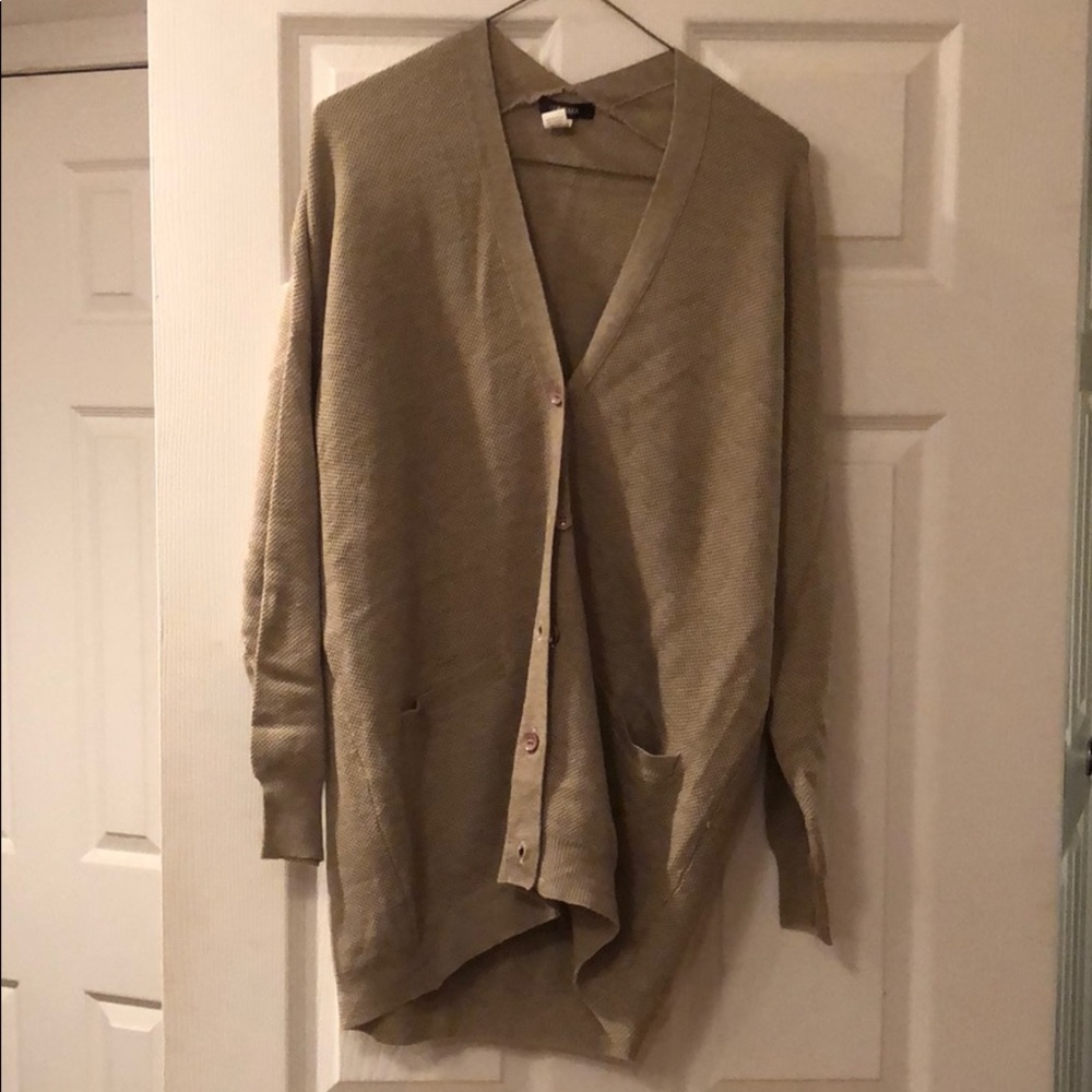 Tan Sweater. Button Front